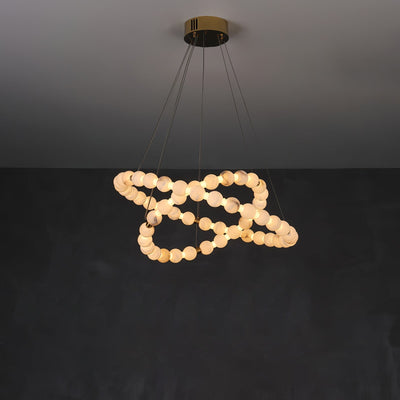Alabaster Orb Ring Chandelier - ∅ 31.5″ x H 2.4″Gold & WhiteWarm LightCyranlamps