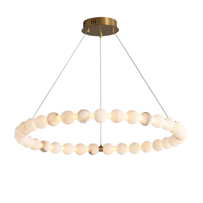 Alabaster Orb Ring Chandelier - ∅ 23.6″ x H 2.4″Gold & WhiteWarm LightCyranlamps