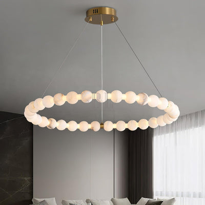 Alabaster Orb Ring Chandelier - ∅ 23.6″ x H 2.4″Gold & WhiteWarm LightCyranlamps