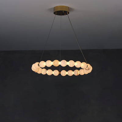 Alabaster Orb Ring Chandelier - ∅ 31.5″ x H 2.4″Gold & WhiteWarm LightCyranlamps