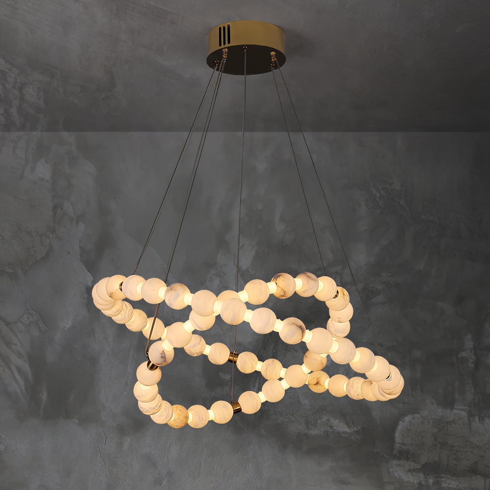 Alabaster Orb Ring Chandelier - ∅ 23.6″ x H 2.4″Gold & WhiteWarm LightCyranlamps