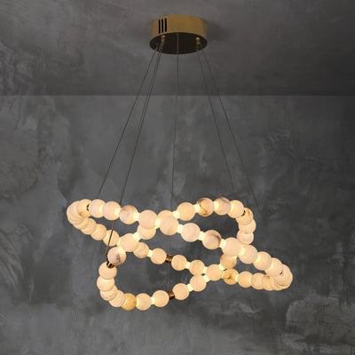 Alabaster Orb Ring Chandelier - ∅ 23.6″ x H 2.4″Gold & WhiteWarm LightCyranlamps