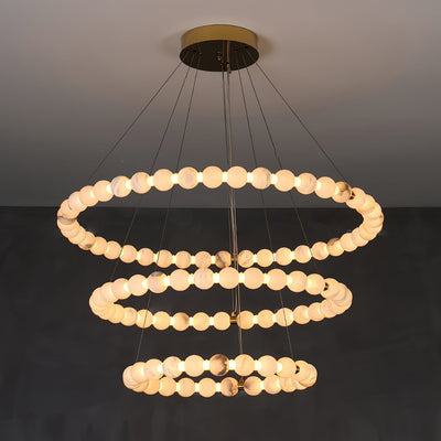Alabaster Orb Ring Chandelier - 23.6″ + 31.5″ + 39.4″Gold & WhiteWarm LightCyranlamps