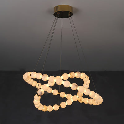 Alabaster Orb Ring Chandelier - 23.6″ + 39.4″Gold & WhiteWarm LightCyranlamps