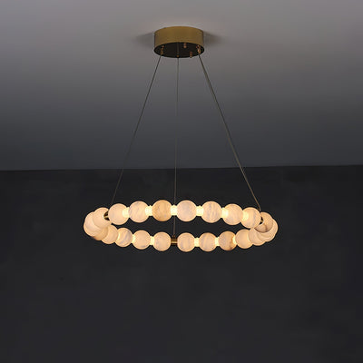 Alabaster Orb Ring Chandelier - ∅ 23.6″ x H 2.4″Gold & WhiteWarm LightCyranlamps