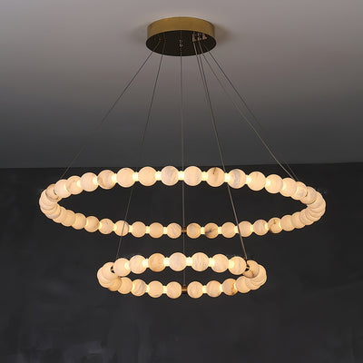 Alabaster Orb Ring Chandelier - 23.6″ + 39.4″Gold & WhiteWarm LightCyranlamps