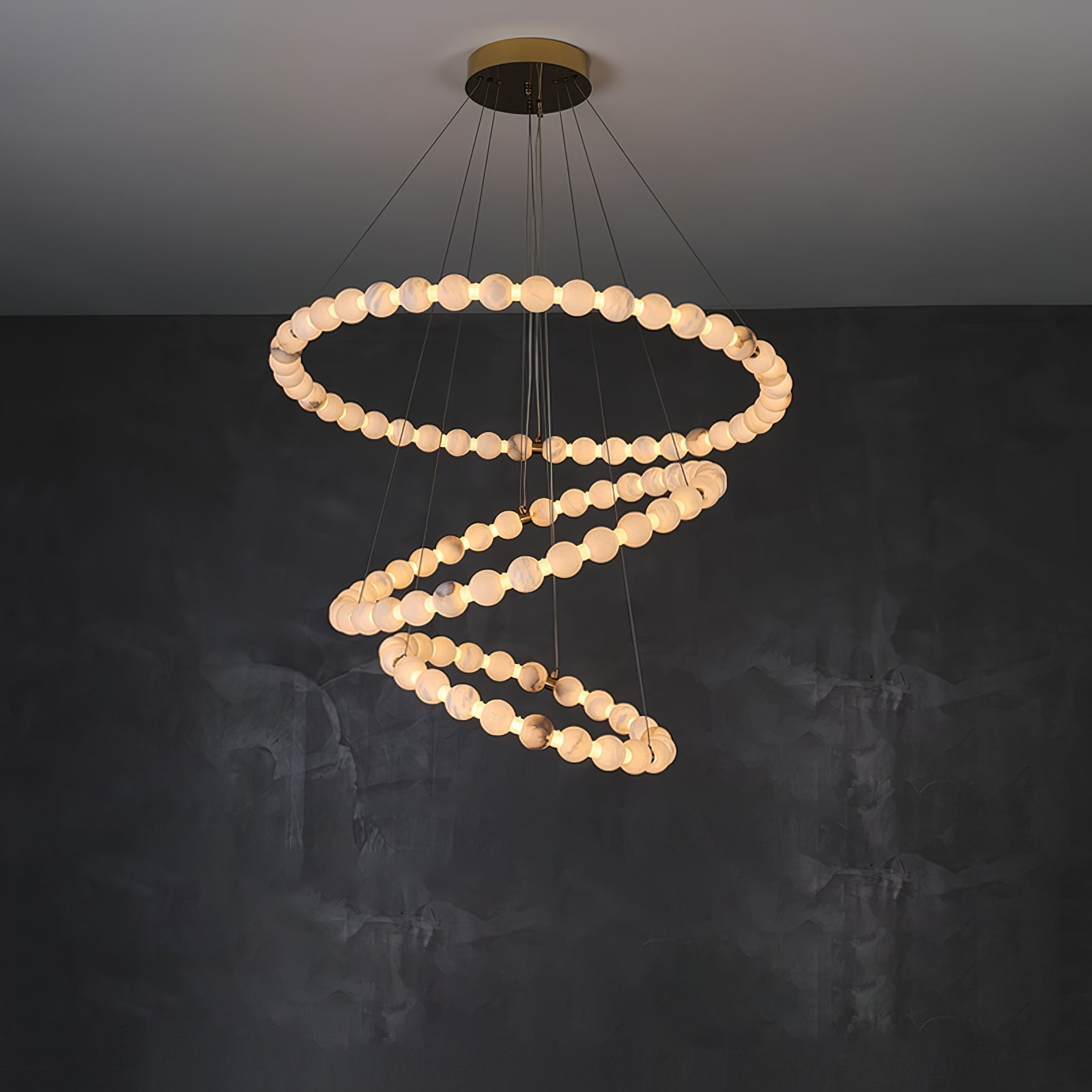 Alabaster Orb Ring Chandelier - ∅ 23.6″ x H 2.4″Gold & WhiteWarm LightCyranlamps