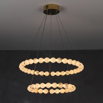 Alabaster Orb Ring Chandelier - 23.6″ + 31.5″Gold & WhiteWarm LightCyranlamps