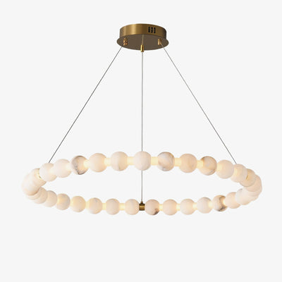 Alabaster Orb Ring Chandelier - ∅ 23.6″ x H 2.4″Gold & WhiteWarm LightCyranlamps