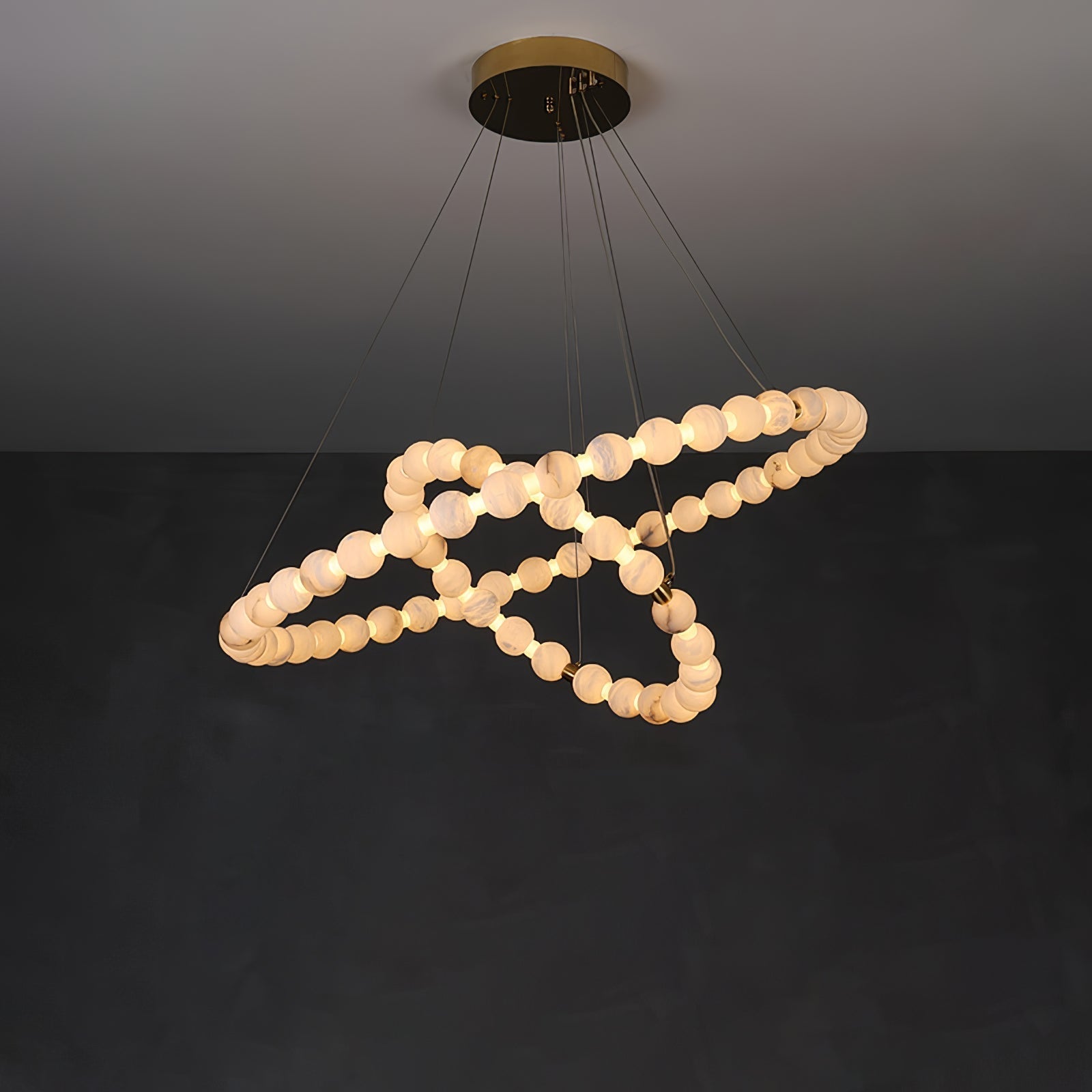 Alabaster Orb Ring Chandelier - ∅ 23.6″ x H 2.4″Gold & WhiteWarm LightCyranlamps