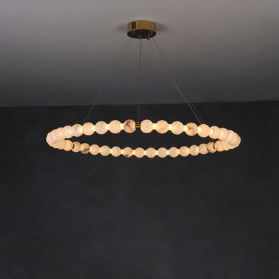 Alabaster Orb Ring Chandelier - ∅ 31.5″ x H 2.4″Gold & WhiteWarm LightCyranlamps