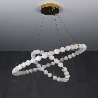 Alabaster Orb Ring Chandelier - 23.6″ + 31.5″ + 39.4″Gold & WhiteWarm LightCyranlamps