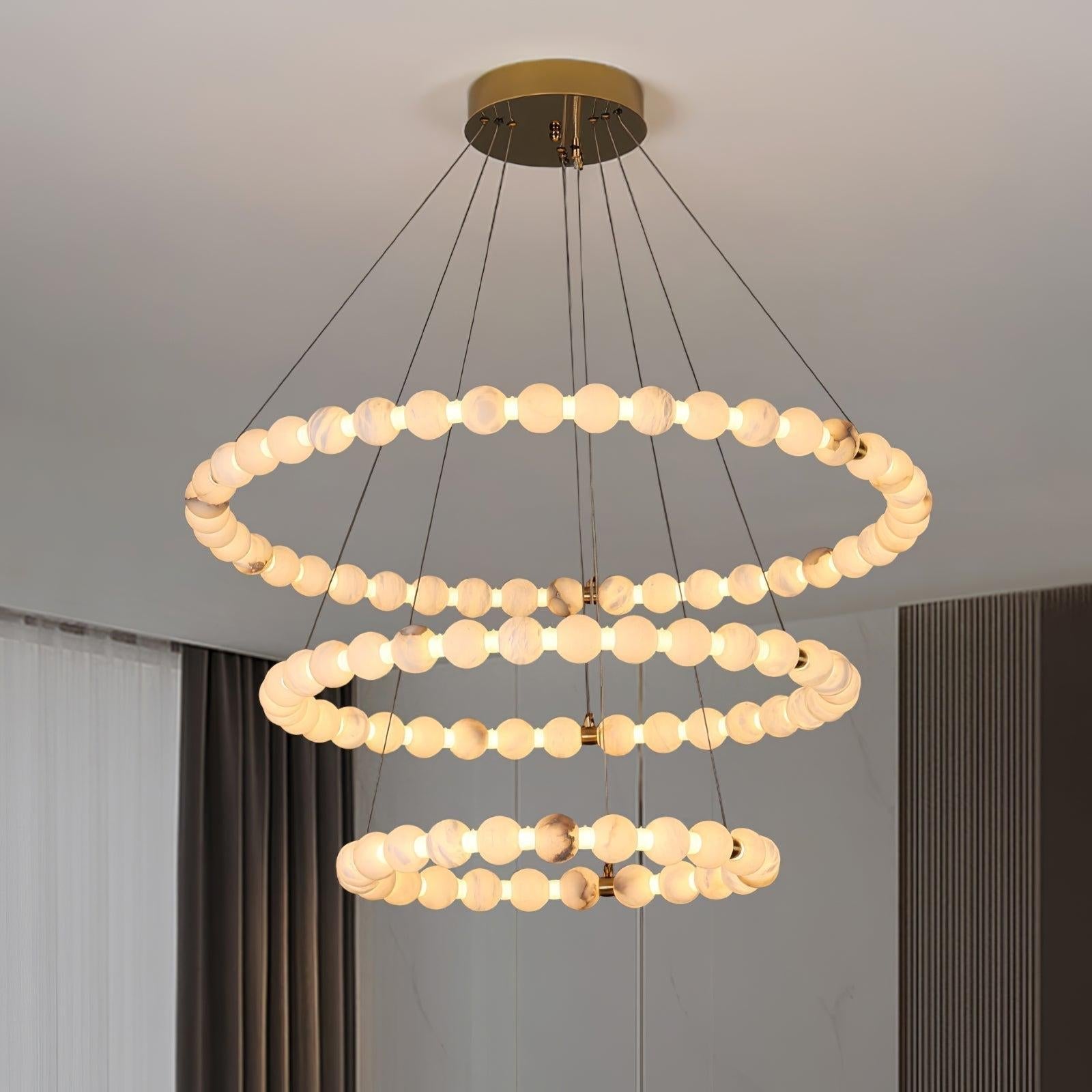 Alabaster Orb Ring Chandelier - ∅ 23.6″ x H 2.4″Gold & WhiteWarm LightCyranlamps