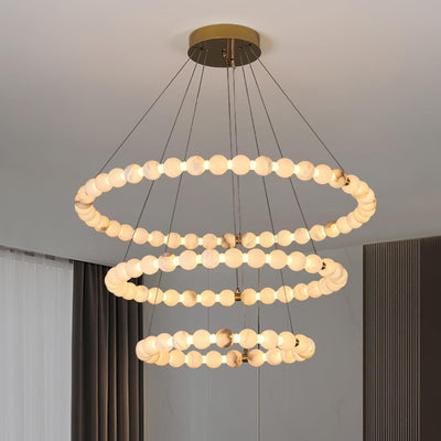 Alabaster Orb Ring Chandelier - ∅ 23.6″ x H 2.4″Gold & WhiteWarm LightCyranlamps