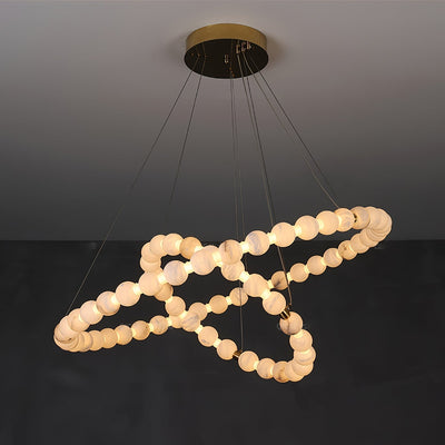 Alabaster Orb Ring Chandelier - 23.6″ + 31.5″ + 39.4″Gold & WhiteWarm LightCyranlamps