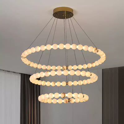 Alabaster Orb Ring Chandelier - ∅ 23.6″ x H 2.4″Gold & WhiteWarm LightCyranlamps