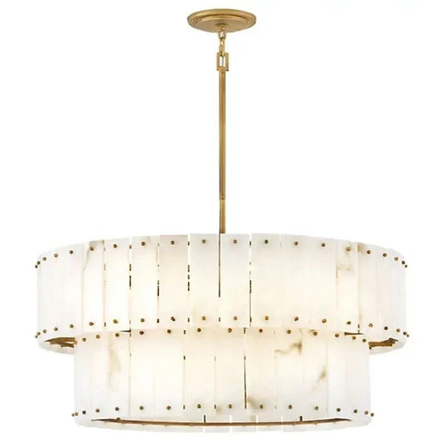 Alabaster Rancho 2 - Tier Round Chandelier (34.25"D) - Cyran Lamps