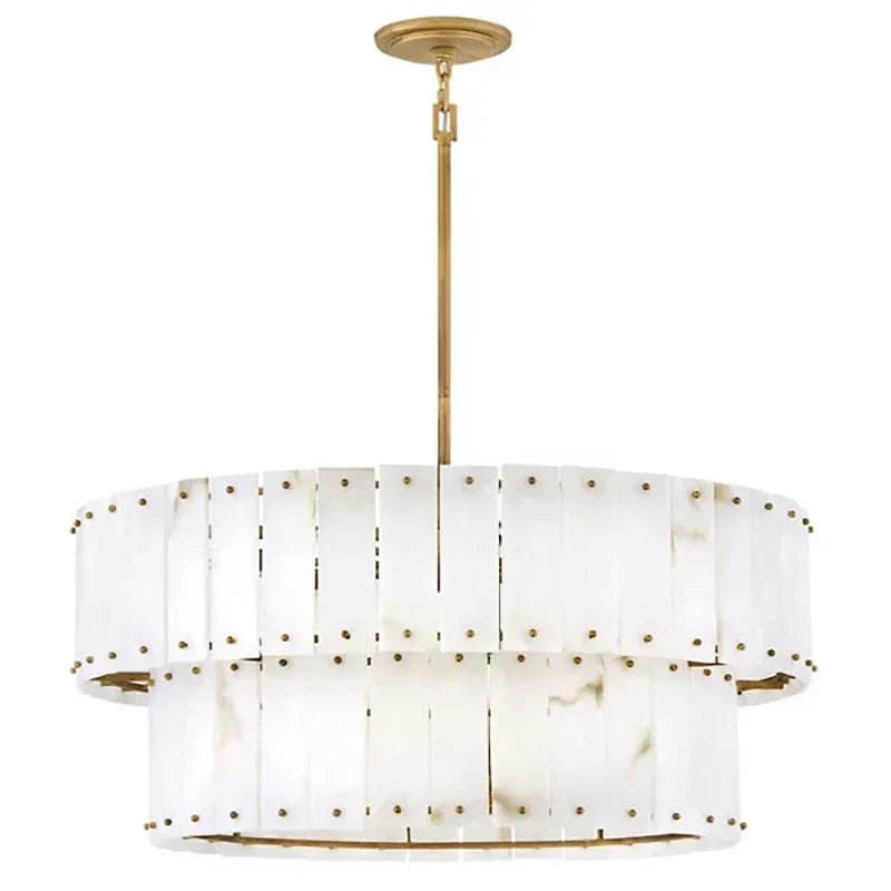 Alabaster Rancho 2 - Tier Round Chandelier (34.25"D) - Cyran Lamps