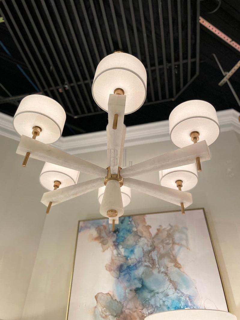 Alabaster Six - Light Chandelier - Cyranlamps