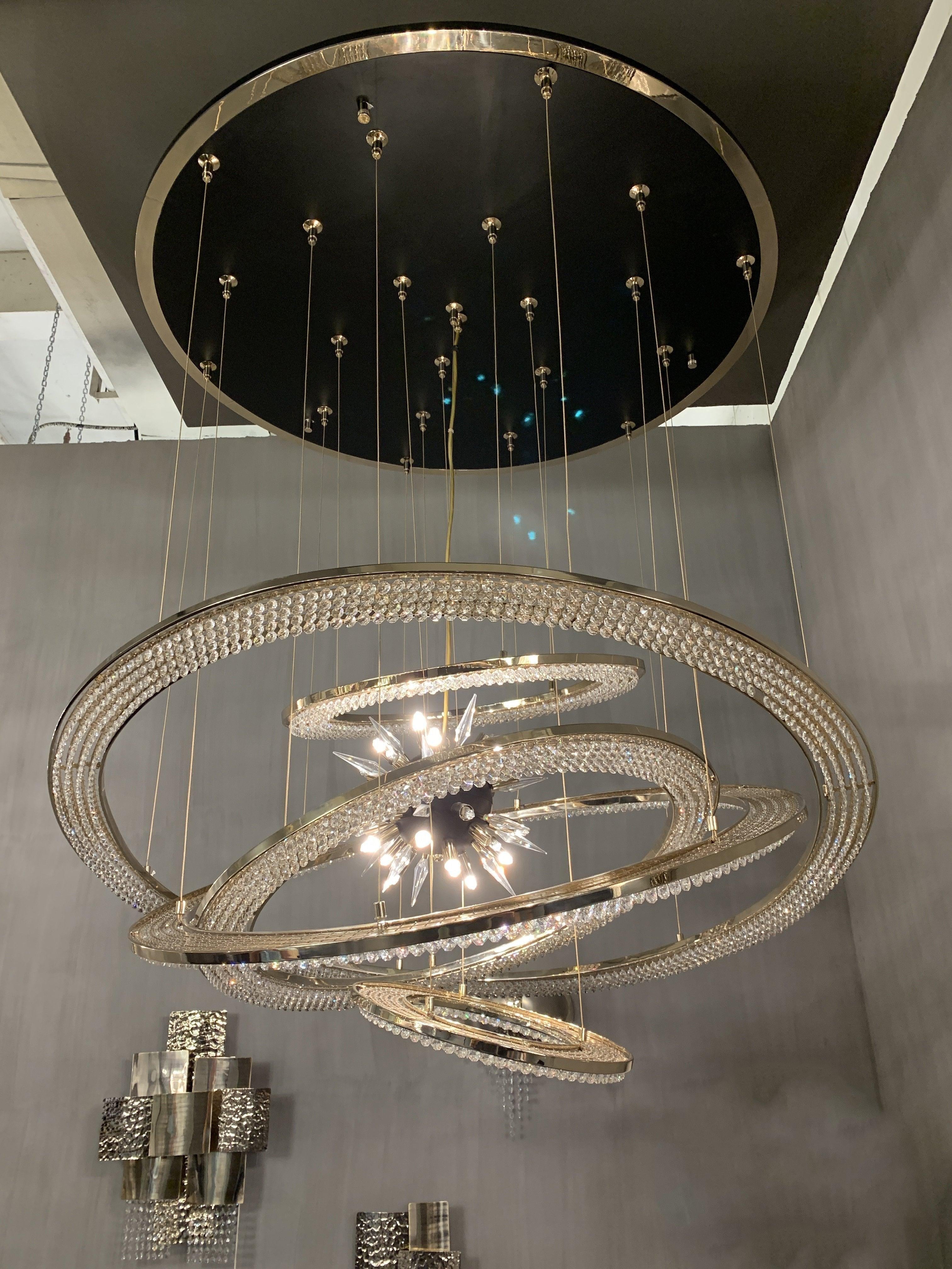 Aleron Crystal Ring Sputnik Chandelier - 47"w x 47"hCyranlamps