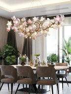 Amara Pink Orchid & Brass Circular Chandelier - Cyran Lamps