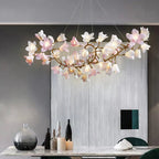 Amara Pink Orchid & Brass Circular Chandelier - Cyran Lamps