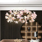 Amara Pink Orchid & Brass Circular Chandelier - Cyran Lamps