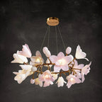 Amara Pink Orchid & Brass Circular Chandelier - Cyran Lamps