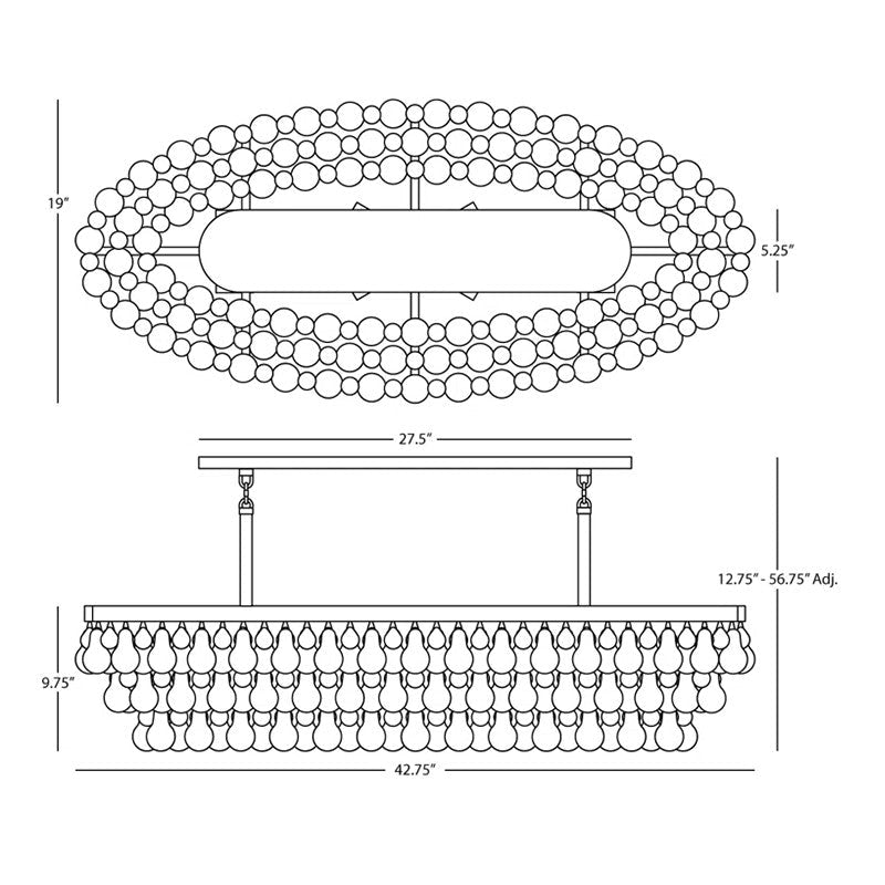 Anqeer Waterdrop Oval Chandelier 43" - Cyran Lamps