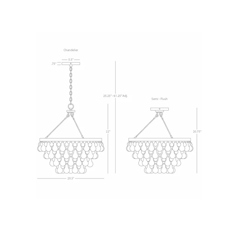 Anqeer Waterdrop Round Chandelier 21" - Cyran Lamps