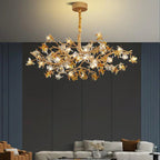 Aosta Orchid Branch & Crystal Bloom Brass Chandelier - Cyran Lamps