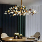 Aosta Orchid Branch & Crystal Bloom Brass Chandelier - Cyran Lamps