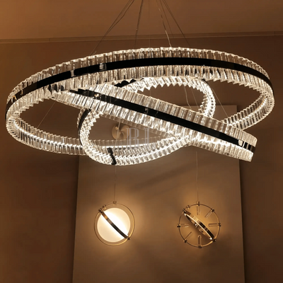 Aquinox 3 - Tier Round Crystal Ring LED Chandelier - 28" DiameterMatte BlackCyranlamps