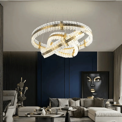 Aquinox 3 - Tier Round Crystal Ring LED Chandelier - 28" DiameterLacquered BrassCyranlamps