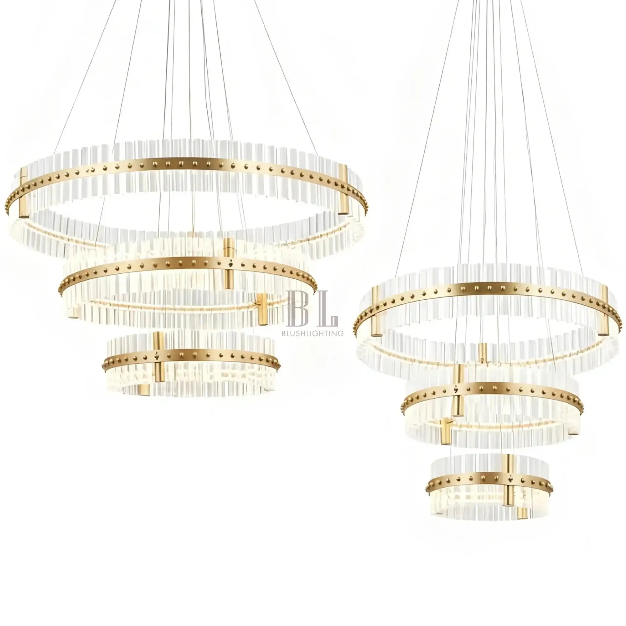 Aquinox 3 - Tier Round Crystal Ring LED Chandelier - 28" DiameterPolished NickelCyranlamps