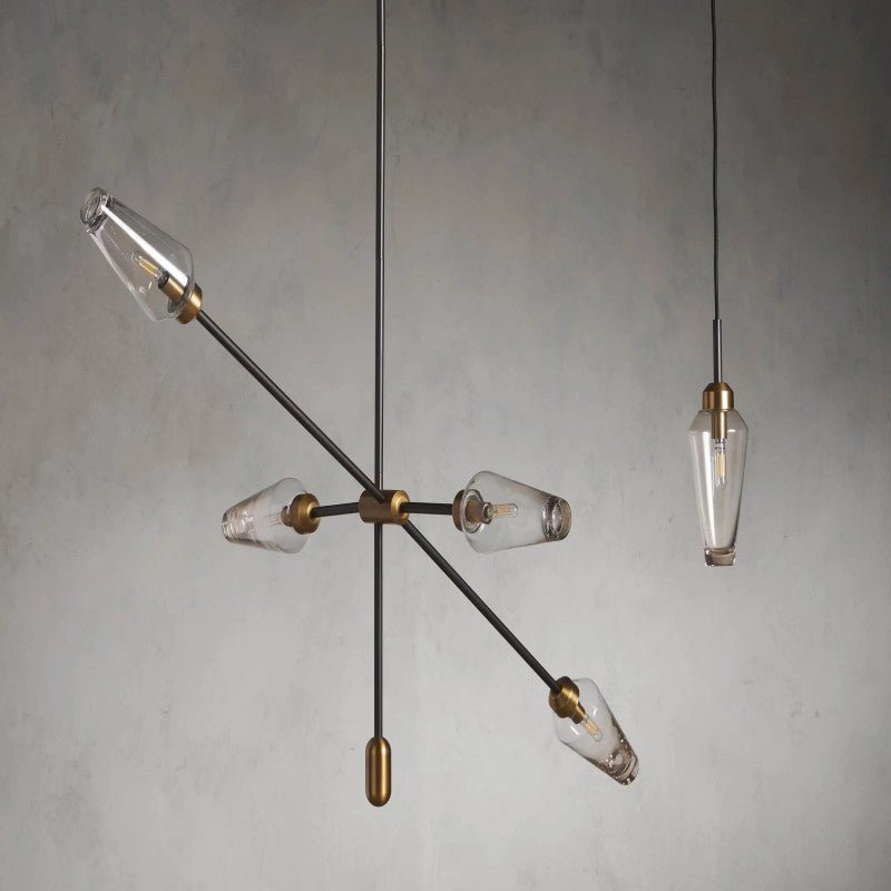 Arrow Bronze Glass Chandelier - Cyran Lamps