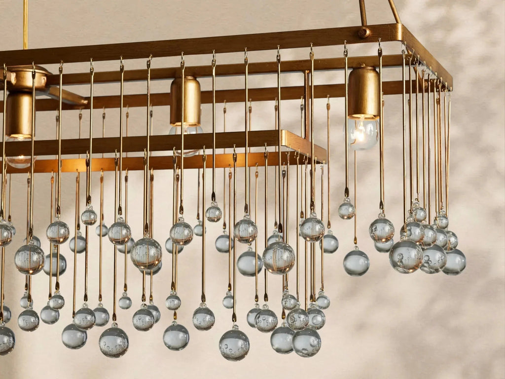Aubrey Crystal Ball Rectangular Chandelier 47'' 60'' - Cyran Lamps