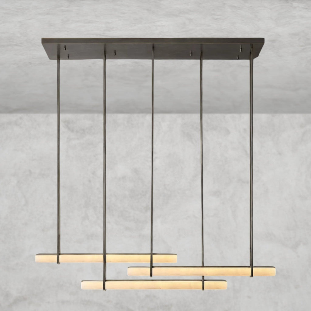 Audaben Alabaster Triple Bar Linear Chandelier - Cyran Lamps