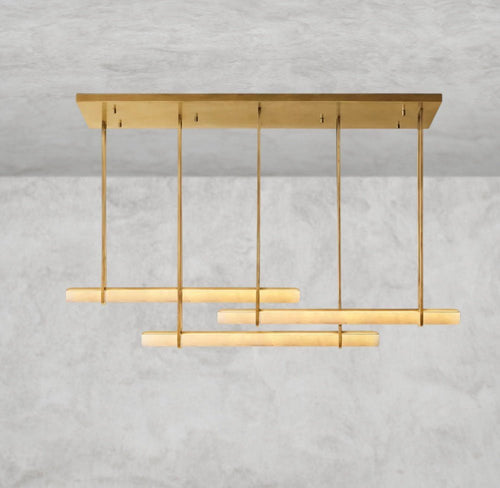 Audaben Alabaster Triple Bar Linear Chandelier - Cyran Lamps