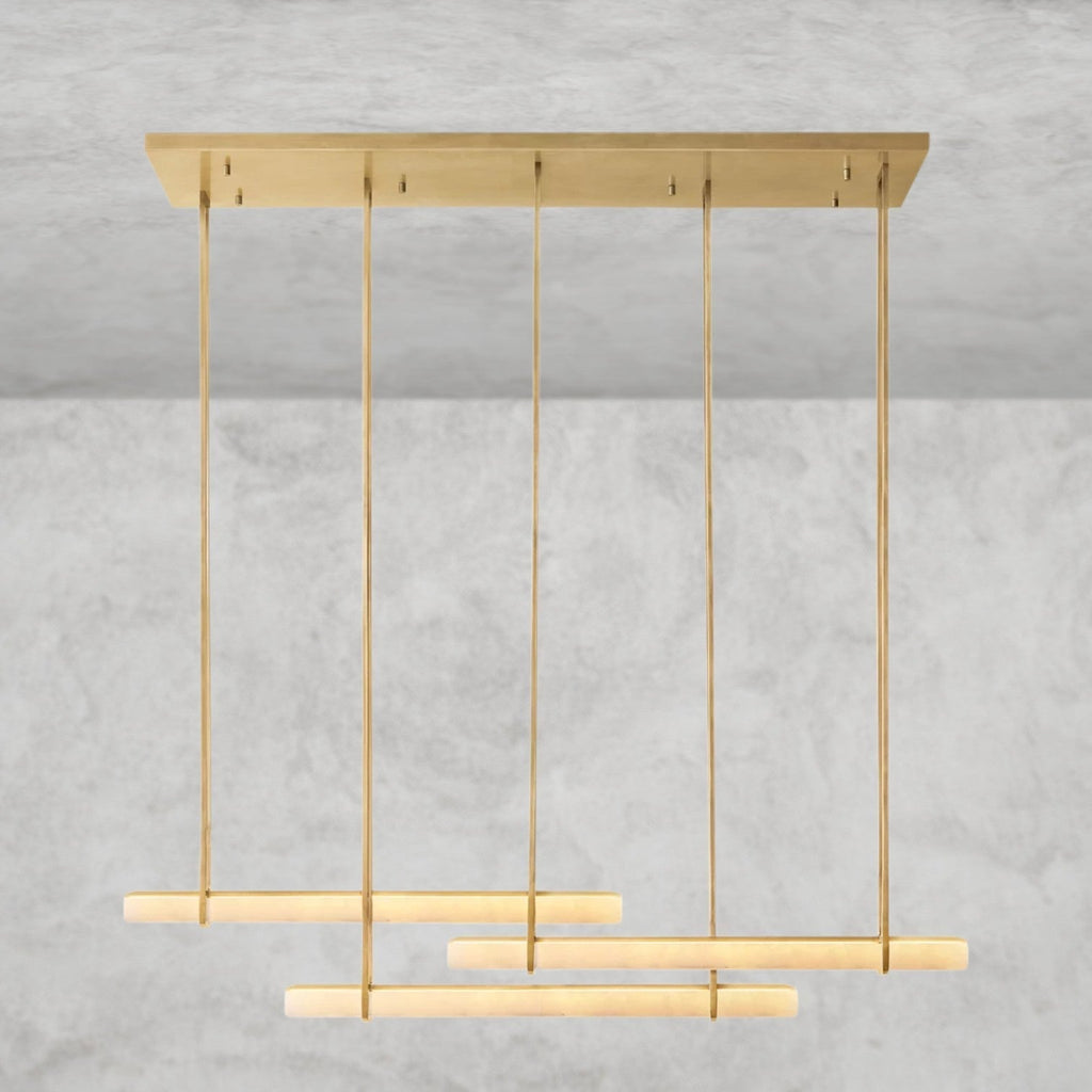 Audaben Alabaster Triple Bar Linear Chandelier - Cyran Lamps