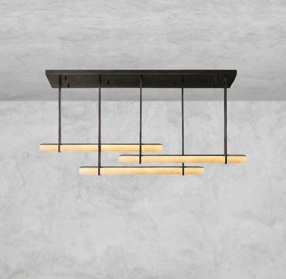Audaben Alabaster Triple Bar Linear Chandelier - Cyran Lamps