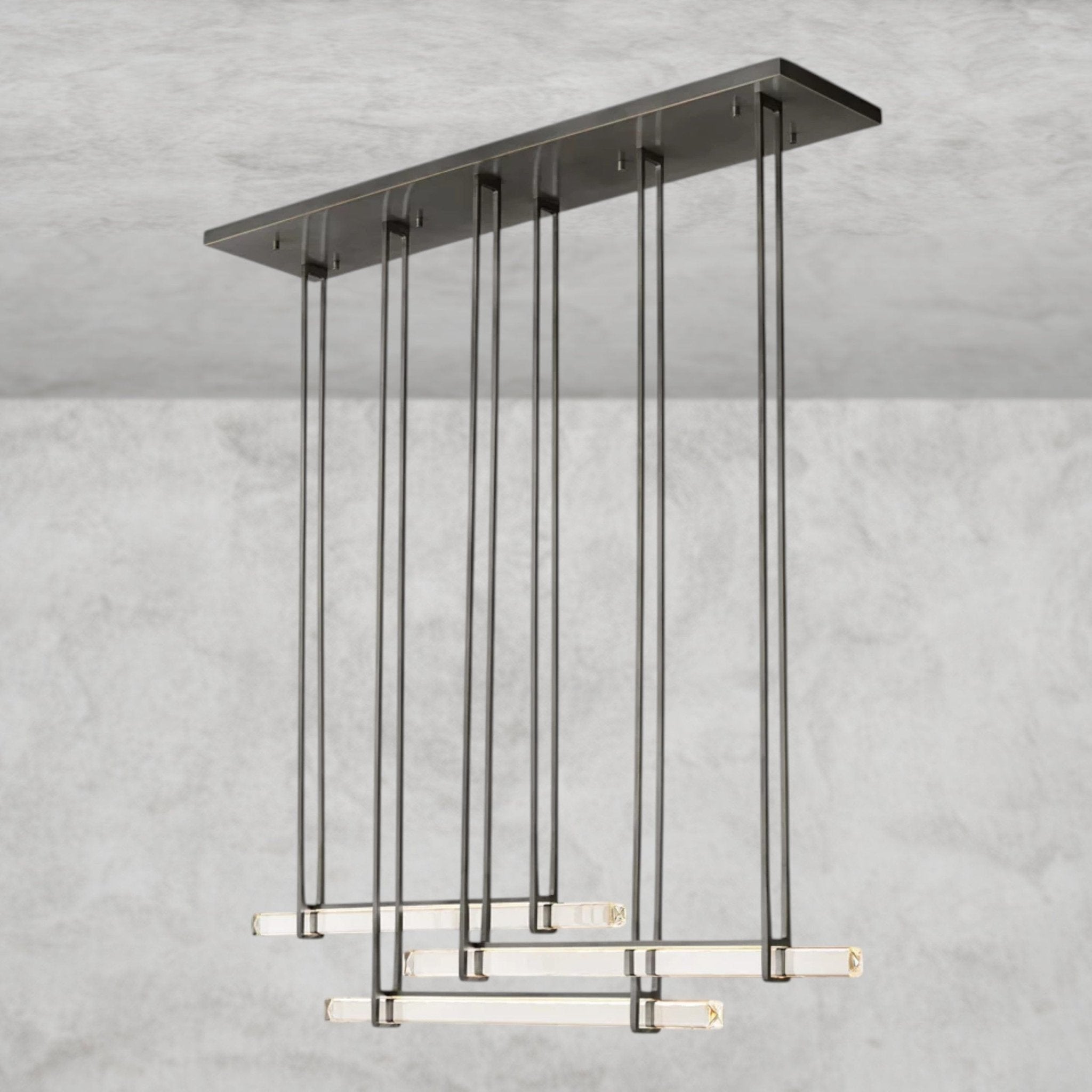 Audaben Crystal Triple Bar Linear Chandelier 60", 72" - Cyran Lamps