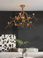Aurelia Golden Branch & Porcelain Bloom Chandelier - Cyran Lamps
