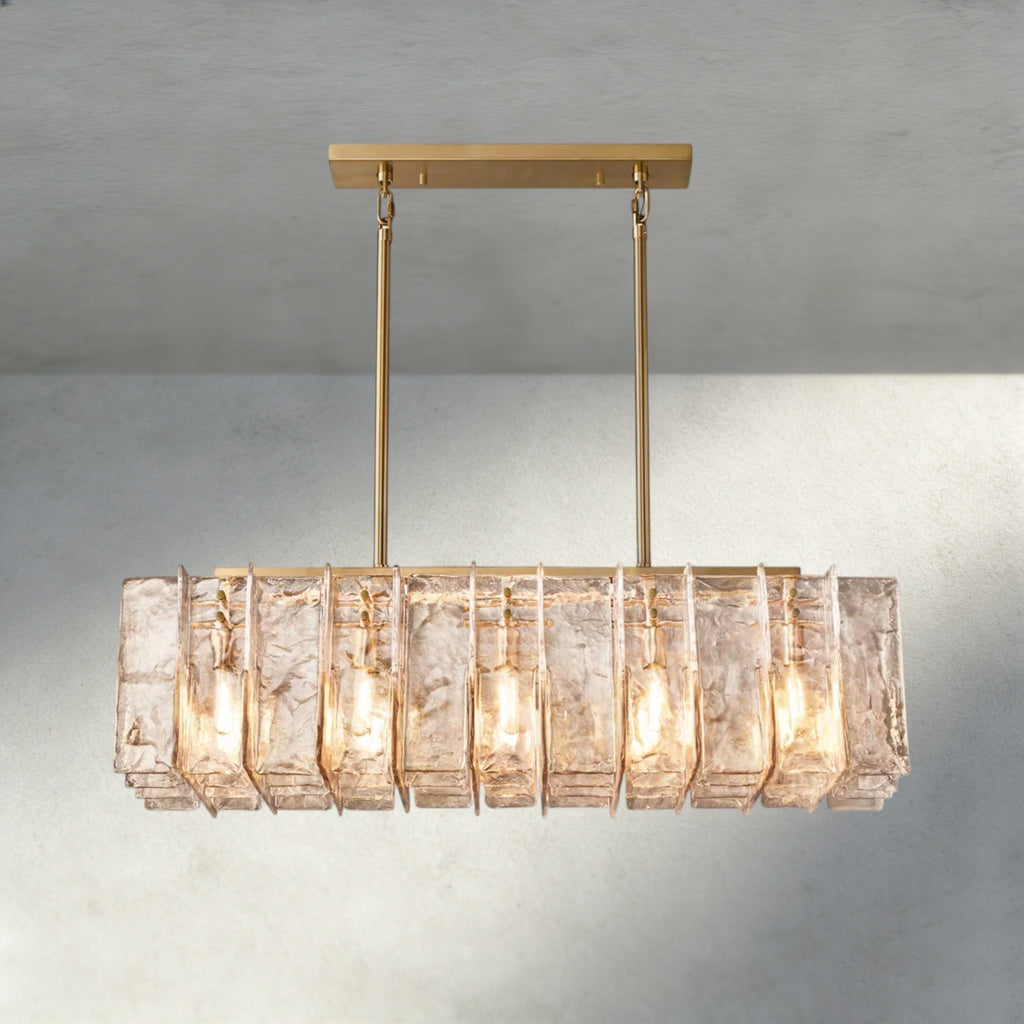 Aurelle Smoke Glass Linear Chandelier - Cyran Lamps