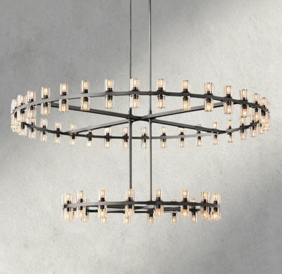 Avecho LED Round Two - Tier Chandelier 60" - Cyran Lamps