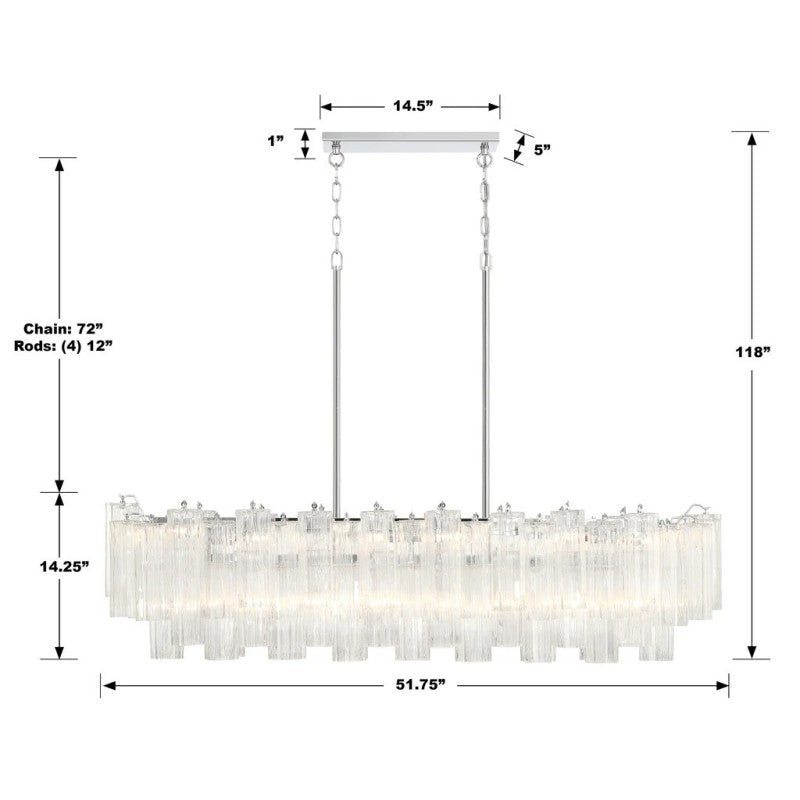 Ayla Linear 14 - Light Chandelier - Cyran Lamps
