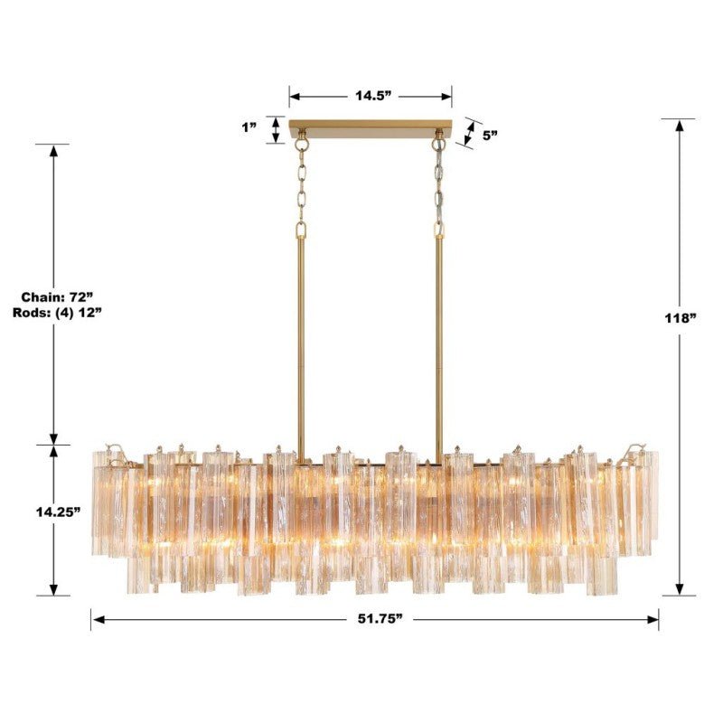 Ayla Linear 14 - Light Chandelier - Cyran Lamps