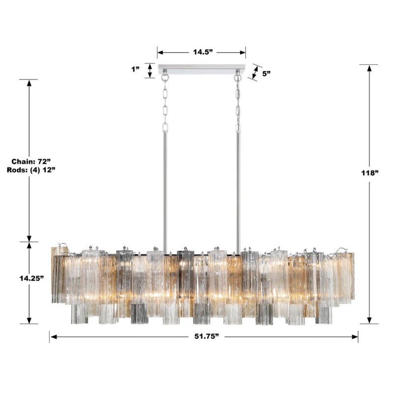 Ayla Linear 14 - Light Chandelier - Cyran Lamps