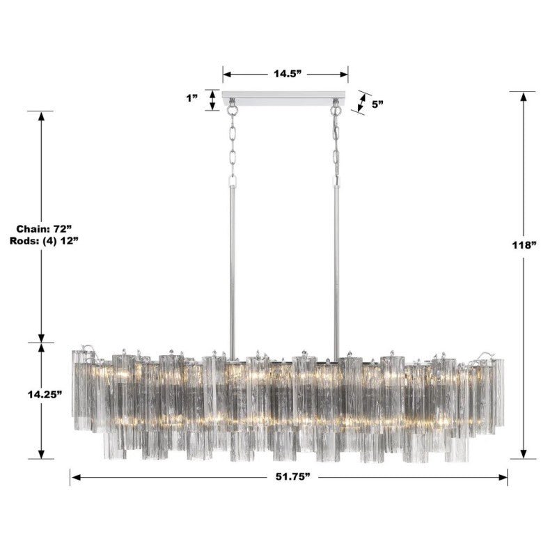Ayla Linear 14 - Light Chandelier - Cyran Lamps
