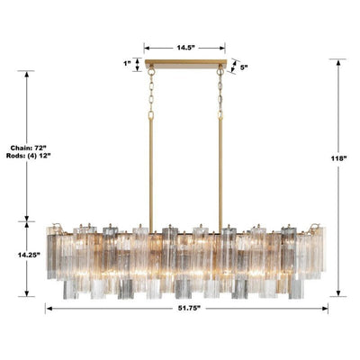 Ayla Linear 14 - Light Chandelier - Cyran Lamps